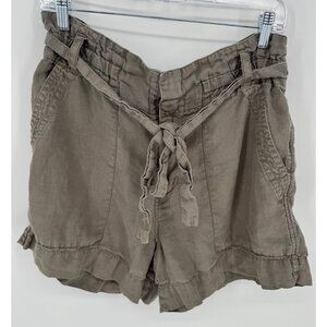 Joie Womens Olive Green Linen Tie Waist Belt Shorts